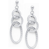 14K White Gold Fancy Dangle Hanging Earrings with Pusback for Women