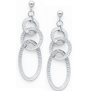 14K White Gold Fancy Dangle Hanging Earrings with Pusback for Women