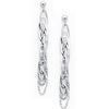 14K White Gold Fancy Dangle Hanging Earrings with Pusback for Women
