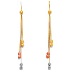 14K 3 Tri-Color Gold Fancy Dangle Hanging Earrings with Fishhook