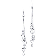 14K White Gold Fancy Dangle Hanging Earrings with Fishhook