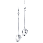 14K White Gold Fancy Dangle Hanging Earrings with Fishhook