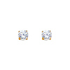 14K Yellow Gold 4mm Round CZ Solitaire Basket Stud Earrings with Push-Back for Lady and Children
