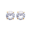 14K Yellow Gold 8mm Round CZ Solitaire Basket Stud Earrings with Push-Back for Lady and Children