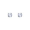 14K White Gold 4mm Round CZ Solitaire Basket Stud Earrings with Push-Back for Lady and Children
