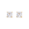 14K Yellow Gold 5mm Princess Solitaire Basket CZ Stud Earrings with Push-Back for Lady and Children