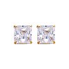 14K Yellow Gold 7mm Princess Solitaire Basket CZ Stud Earrings with Push-Back for Lady and Children