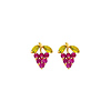 14K Yellow Gold Grape Drop CZ Stud Earrings with Screw-Back for Lady and Children