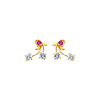 14K Yellow Gold CZ Drop Stud Earrings with Screw-Back Children & Teen