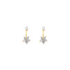 14K Yellow Gold Hanging Flower Drop CZ Stud Earrings with Screw-Back for Children & Teen