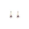 14K Yellow Gold Hanging Flower Drop CZ Stud Earrings with Screw-Back for Children & Teen