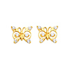 14K Yellow Gold Butterfly CZ Stud with Screw-Back for Children & Teen