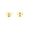 14K Yellow Gold Butterfly CZ Stud with Screw-Back for Lady & Children