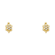 14K Yellow Gold Turtle CZ Stud with Screw-Back for Children