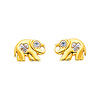 14K Yellow Gold Elephant Heart CZ Stud Earrings for Lady & Children