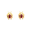 14K Yellow Gold Small Ladybug CZ Stud Earrings for Children & Teen