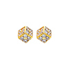 14K Yellow Gold Medium Cube CZ Stud Earrings with Screw-Back for Lady & Children