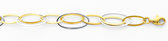 14K Yellow and White Gold Light Fashion Link Bracelet with Lobster Claw Clasp - 7.25' Inches