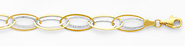 14K Yellow and White Gold Light Fashion Link Bracelet with Lobster Claw Clasp - 7.25' Inches