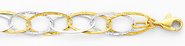 14K Yellow and White Gold Light Fashion Link Bracelet with Lobster Claw Clasp - 7.25' Inches