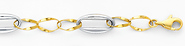 14K Yellow and White Gold Light Fashion Link Bracelet with Lobster Claw Clasp - 7.25' Inches