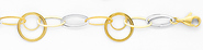 14K Yellow and White Gold Light Fashion Link Bracelet with Lobster Claw Clasp - 7.5' Inches