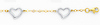 14K Yellow and White Gold Heart Light Fashion Link Bracelet with Lobster Claw Clasp - 7.25' Inches