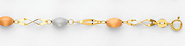 14K 3 Tri-Color Gold Fancy Designer Bracelet with Spring Ring Clasp - 7' + 1' Inches Extension