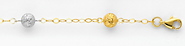 14K 3 Tri-Color Gold Fancy Designer Ball Bracelet with Lobster Clasp Clasp - 7' Inches