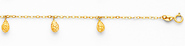 14K Yellow Gold Fancy Designer Teardrop Dangling Link Chain Bracelet with Spring Ring Clasp - 7' + 1' Extension