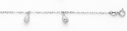 14K White Gold Fancy Designer Teardrop Dangling Link Chain Bracelet with Spring Ring Clasp - 7' + 1' Extension