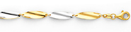 14K Yellow and White 2 Tone Gold Fancy Designer Bracelet with Lobster Claw Clasp - 7' + 1' Extension
