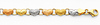 14K 3 Tri-Color Diamond Cut Stampato Heart Bracelet with Lobster Claw Clasp - 7.25' Inches