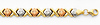 14K 3 Tri-Color Diamond Cut Stampato XOXO Bracelet with Lobster Claw Clasp - 7.25' Inches