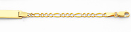 14K Yellow Gold White Pave 2.5mm Baby ID Figaro Bracelet with Lobster Claw Clasp - 6'Inches