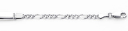 14K White Gold Pave 4.0mm Baby ID Figaro Bracelet with Lobster Claw Clasp - 6'Inches