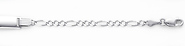 14K White Gold 3.0mm Baby ID Figaro Bracelet with Lobster Claw Clasp - 6'Inches