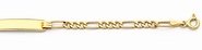 14K Yellow Gold 3.0mm Hollow Baby ID Figaro Bracelet with Spring Ring Clasp - 6' Inches