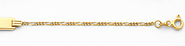 14K Yellow Gold White Pave 1.5mm Baby ID Figaro Bracelet with Spring Ring Clasp and 1' Extension - 5'+1' Inches