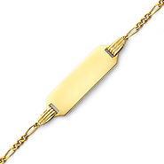 14K Yellow Gold 1.5mm Baby ID Figaro Bracelet with Spring Ring Clasp and 1' Extension - 4.5'+1' Inches