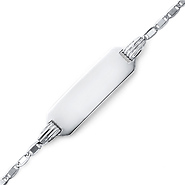 14K White Gold 1.5mm Baby ID Valentino Bracelet with Spring Ring Clasp and 1' Extension - 4.5'+1' Inches