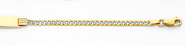 14K Yellow Gold White Pave 3.0mm Mens ID Concave Curb Bracelet with Lobster Claw Clasp - 7.5' Inches
