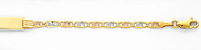 14K 3 Tri-Color Gold 4.0mm Diamond Cut Mens ID Valentino Bracelet with Lobster Claw Clasp - 7.5' Inches