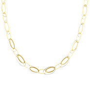 14K Yellow and White Gold Light Fashion Link Necklace with Lobster Claw Clasp - 17' Inches
