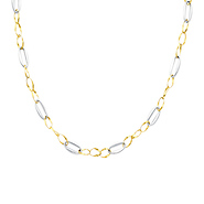14K Yellow and White Gold Light Fashion Link Necklace with Lobster Claw Clasp - 17' Inches
