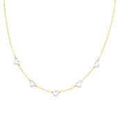 14K Yellow and White Gold Heart Light Fashion Link Necklace with Lobster Claw Clasp - 17' Inches