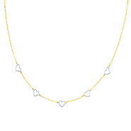 14K Yellow and White Gold Heart Light Fashion Link Necklace with Lobster Claw Clasp - 17' Inches