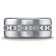 Argentium Silver 10mm Comfort-Fit Satin-Finished X-Pattern Design Band