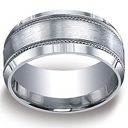 10mm Satin Rope Edge Argentium Silver Men's Wedding Band