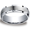 Argentium Silver 7mm Comfort-Fit Satin Finished Design Wedding Band